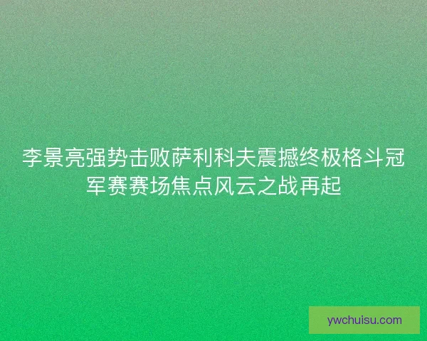 李景亮强势击败萨利科夫震撼终极格斗冠军赛赛场焦点风云之战再起